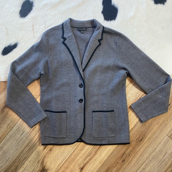 Ann Taylor Luxe Herringbone knit Sweater Blazer wool blend - Picture 2 of 9